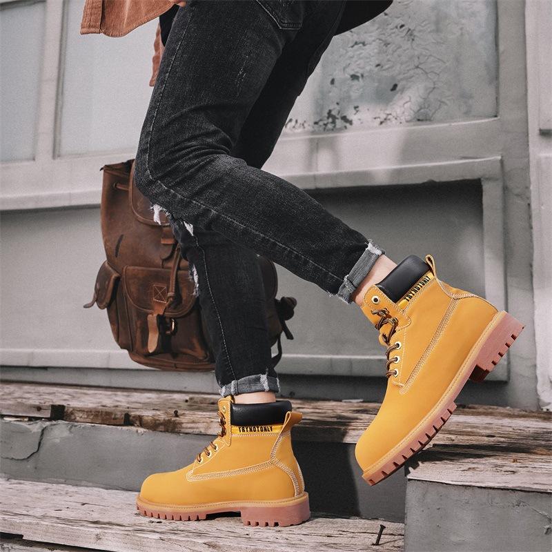 Popular Martin Boots Men's British Casual Trend High-top Shoes Fashion Couple Tooling Boots Big Head Big Yellow Boots