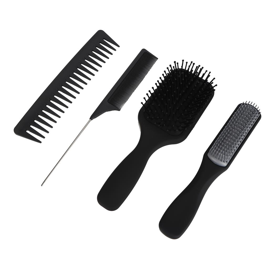 Hair Brush Comb Set Detangling Hair Brush Tail Comb Wide Tooth Comb Styling Tool Kit Black