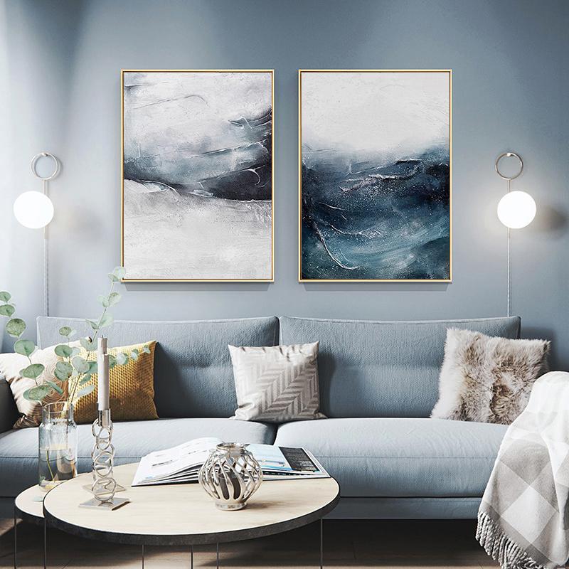 Nordic Abstract Ocean Landscape Wall Art Canvas Painting Minimalist Poster Print Decorative Picture for Living Room Home Decor