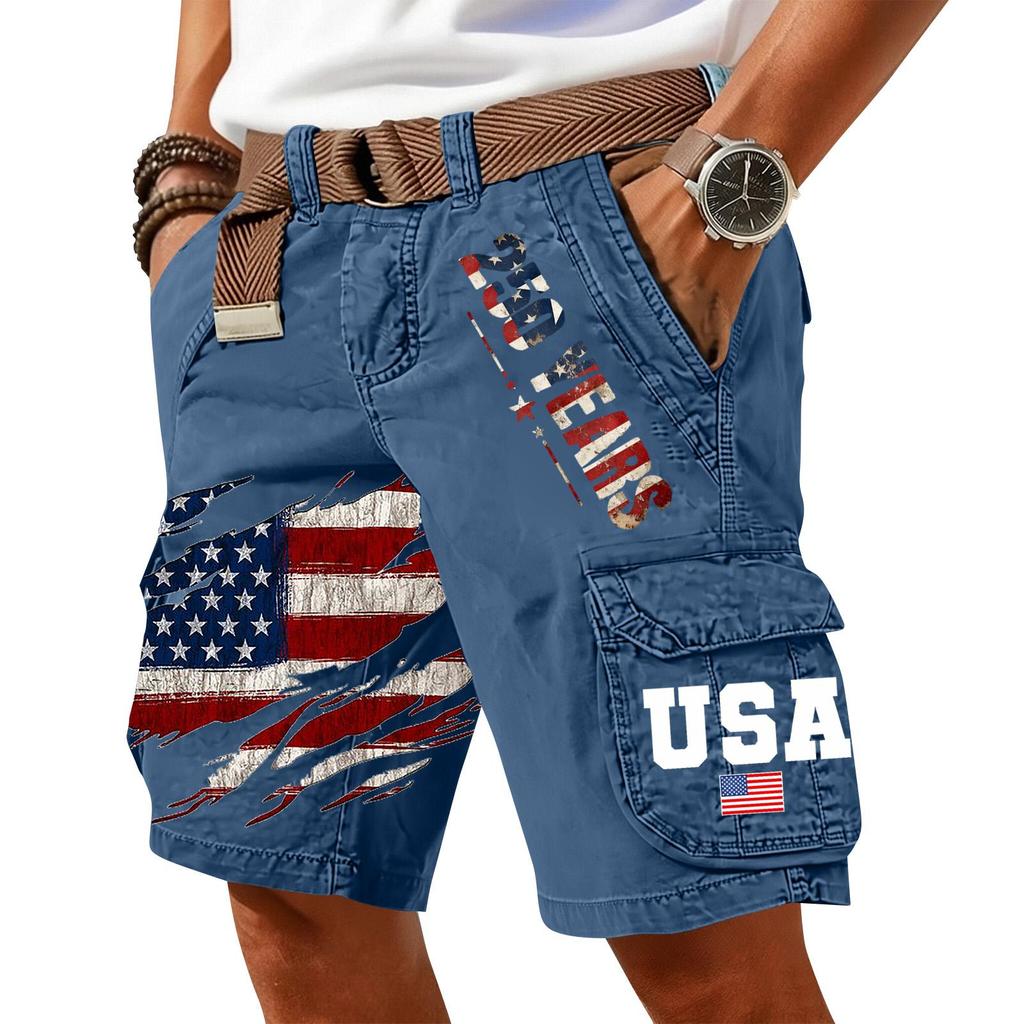 Herren Sommer Bedruckte Lässige Cargoshorts mit Mehreren Taschen