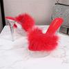 Women Summer 14cm High Heels 4cm Platform Slides Crystal Mules Lady Transparent Fur Slippers Extreme Clear Heels Sexy Shoes