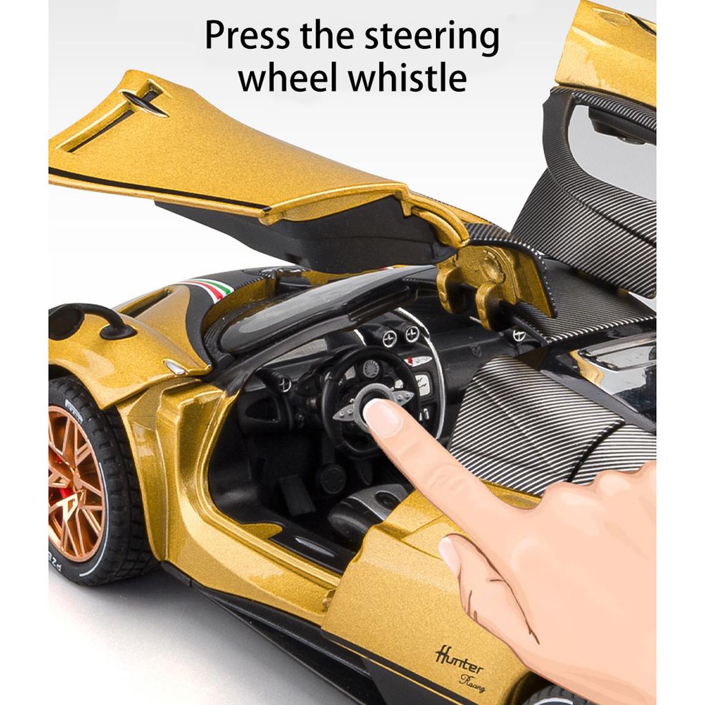 1/22 Scale Huayra Dinastia Supercar Diecast Car Model Toy,Pull Back Vehicle with Sound and Light for Kids Toddler Boys Girls Gift Collection