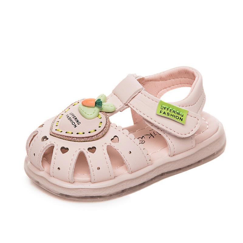 Girls' Bag Sandals 2024 Summer New Children's Love Breathable Sandals Prewalker Children's Cartoon Beach Shoes Newborn Baby Girl