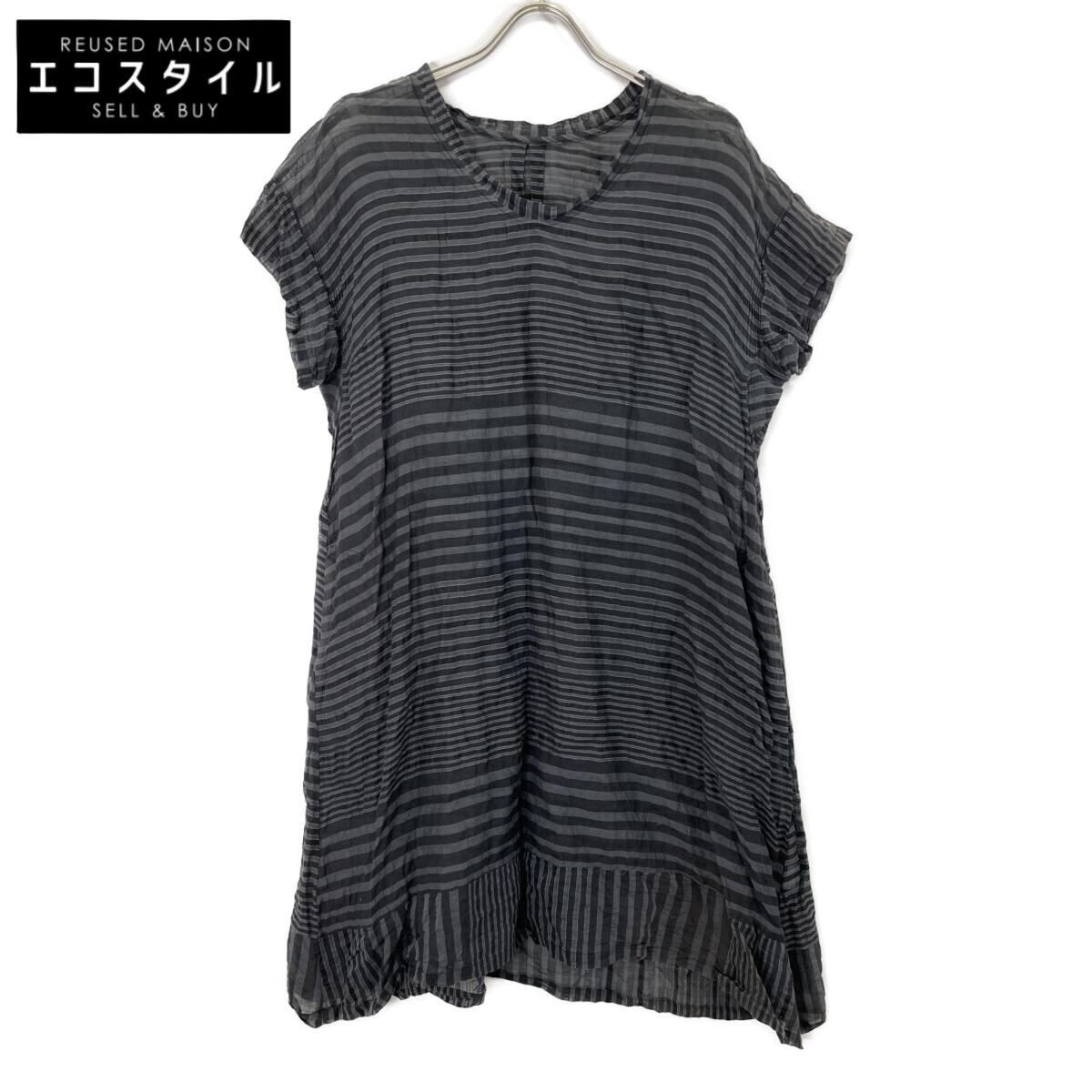 

Haat HA63FT582 Gray x Black Border Sheer Dress dress 2 Black Grey StripesUsed