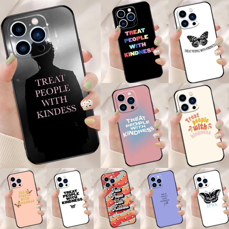 Treat People With Kindness Case For iPhone 16 15 Pro Max 11 12 13 Mini 14 15 Pro Max 16 Plus XR 16e Phone Back Cover