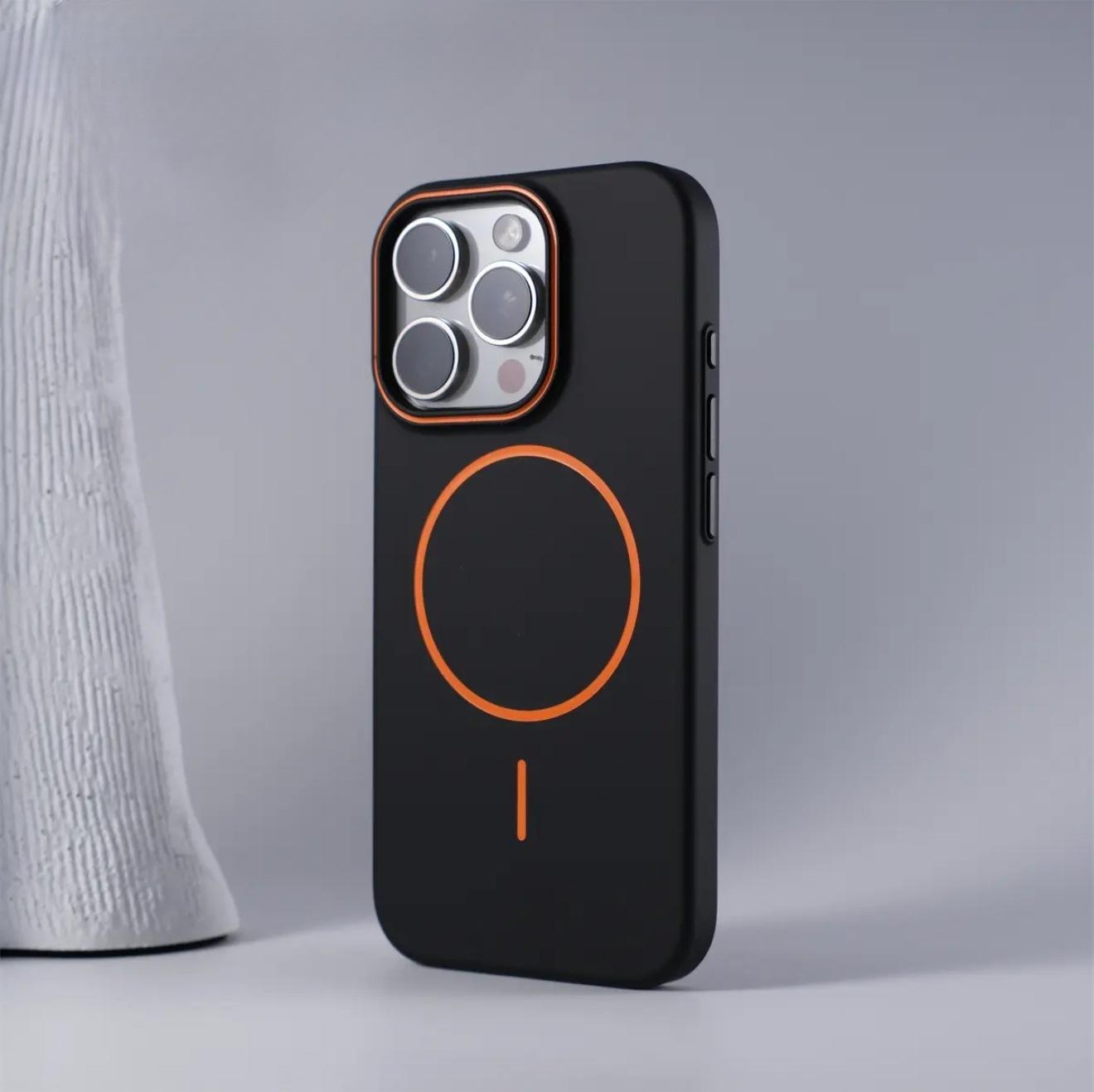 

Applicable to Apple 17promax matte skin color contrast fine ring magnetic suction iPhone16 light and anti-drop mobile phone case iPhone 16