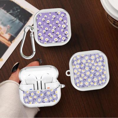Cartoon Daisy Clear Earphone Cases Cover With Hook Case For Samsung Galaxy Buds 4 Pro 2 3 FE 2Pro Live 4Pro 3Pro