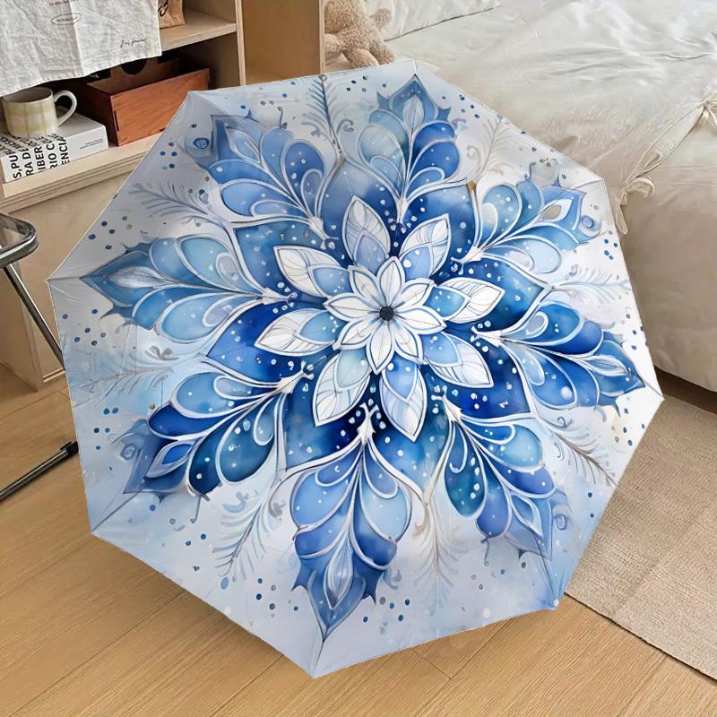 1PC Floral MandalaAutomatic Open/Close Umbrella with Windproof, 8-Rib Sturdy Canopy, Durable Ribs, Fashionable Design, Outdoor Accessory, Fun Prin, Ho
