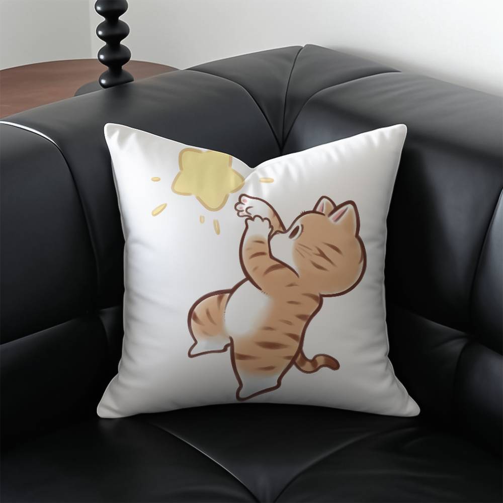 

Cute Cat Athlete Childlike Heart Pillow Case Anti-dustmite Pillowcase Invisible zipper silky short plush Sofa cushion cover 12x12Inch