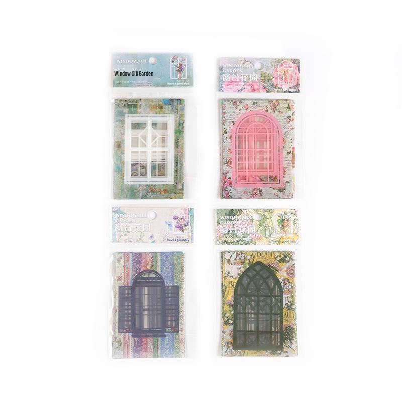 Beautiful Day PET Collage Cards: Window Sill Garden Theme Stickers - Creative Journal Decoration, 4 Styles