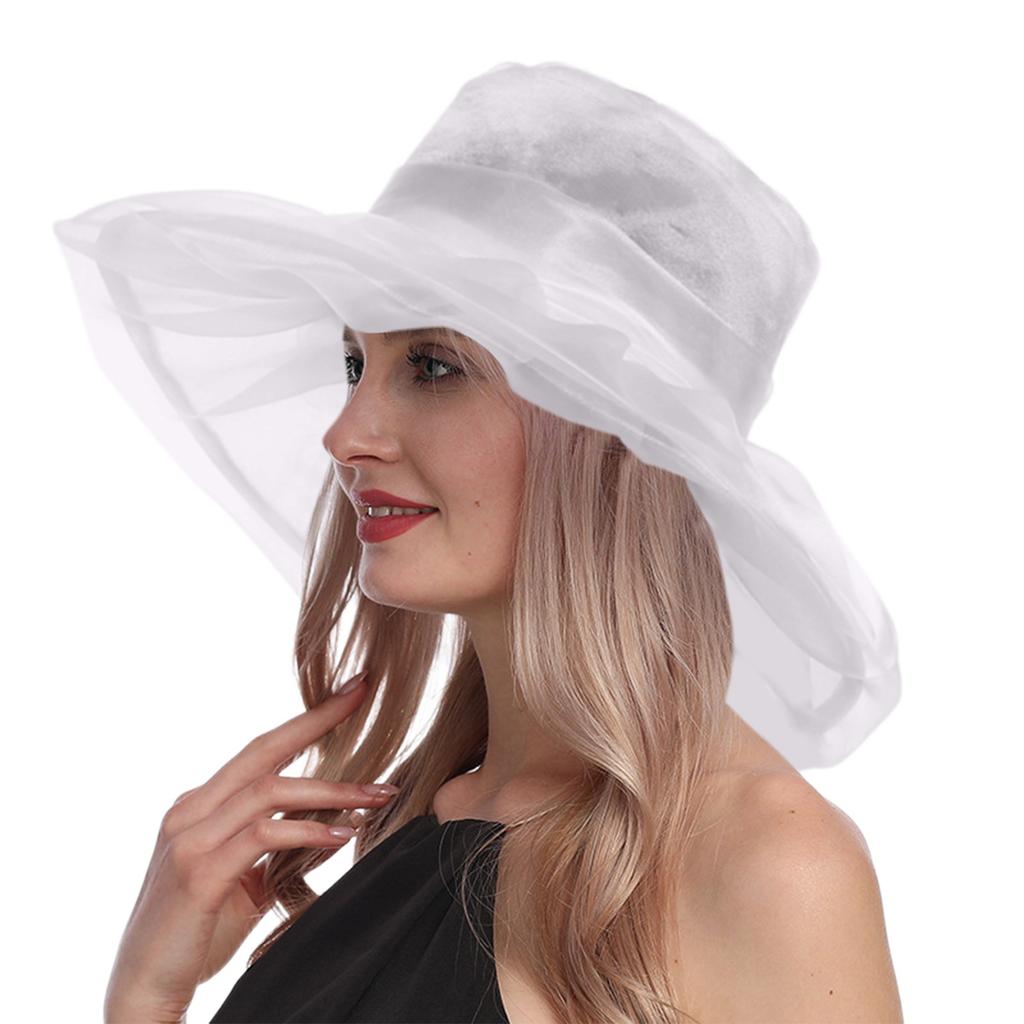 Women's Organza Wide Sun Hat Foldable UV Beach Hat