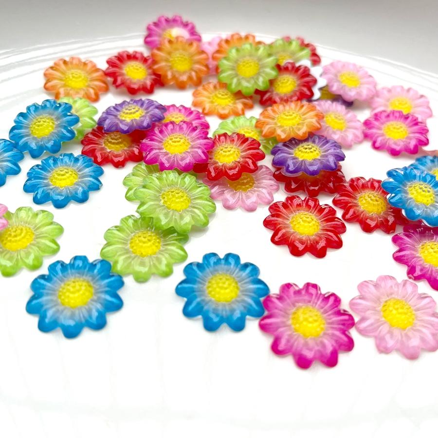 20 Pieces of 20mm Colorful Flower Shaped Rhinestone Flat Back Scrapbook Suitable for DIY Decoration, Jewelry Gift Decoration