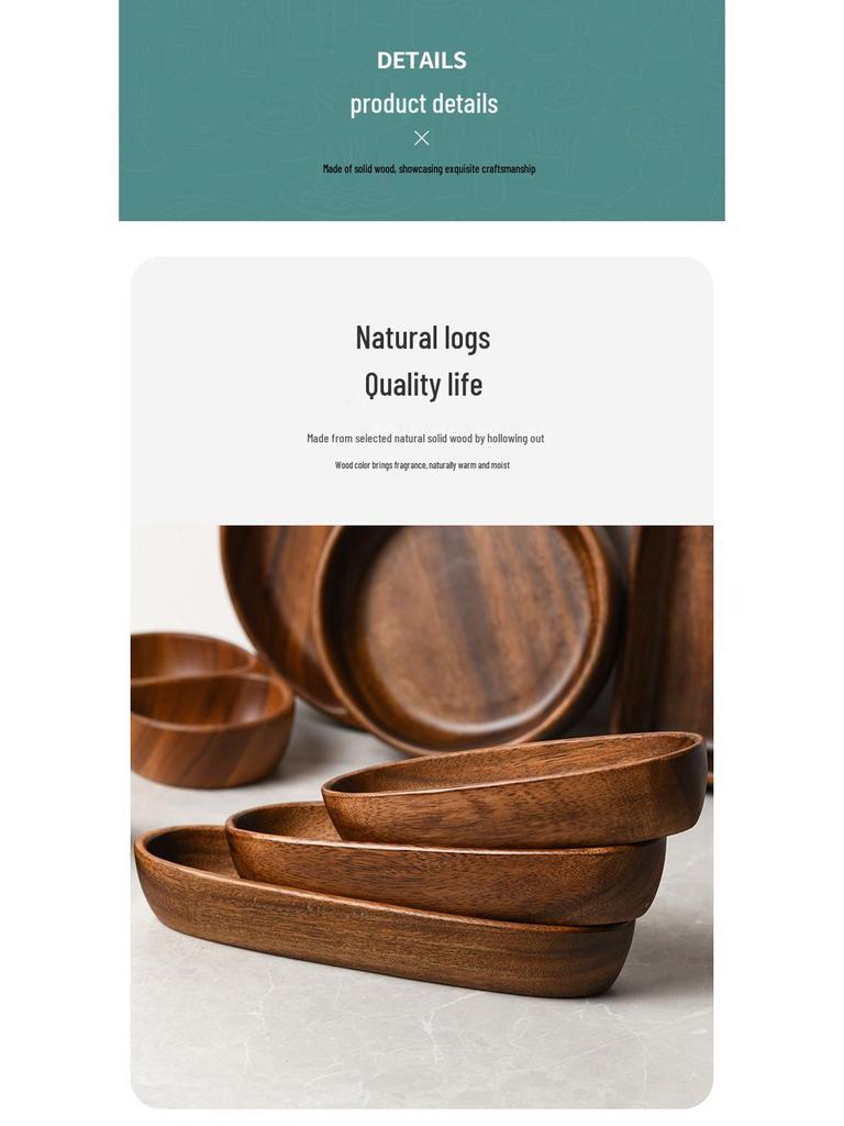 Solid Walnut Wooden Fruit & Salad Bowl - Round Plate for Dining & Household Use