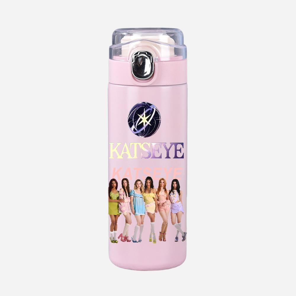 400Ml Water Bottle Anime Cartoon KATSEYE Printed Thermos Cup Portable Stainless Steel Outdoor Sports Water Cup Children Kid Gift
