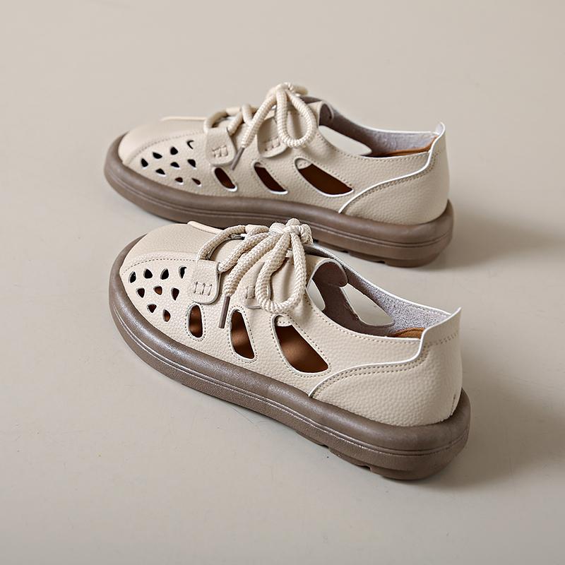 Fashion Women Shoes Tennis Leather Sneakers Female Casual Shoes Lace-up Ladies Shoes Platform Rubber Sole Hollow Out Sneaker Q78