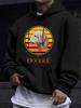 American/European Style Unisex Autumn/Winter Printed Hoodie Long-Sleeve Sweatshirt, Golden Retriever Vintage Portrait Print Hooded Sweatshirt, Loose F