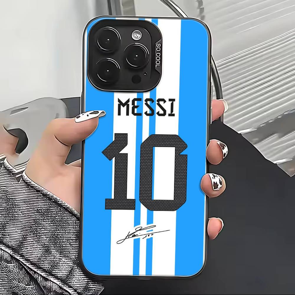 Football M-MESSi Cool Phone Case For iPhone 17,16,15,14,13,12,11 Plus,Pro Max,XS,Colorful Silver Phone case Funda Cover