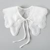 White Retro Hanfu Cloud Shoulder Shawl with Lace Trim & Embroidery for Women