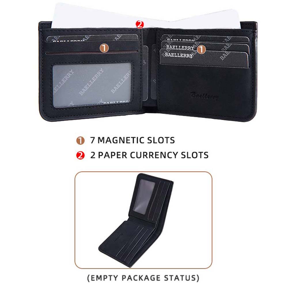 PU Leather 2 Fold Wallets Solid Color Small Pocket Purse Portable Men's Short Wallet  Men Boys Gift