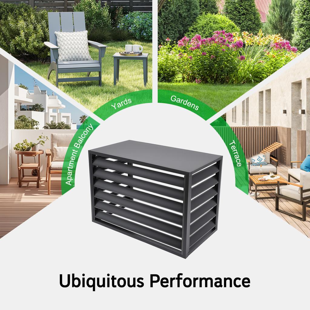 Outdoor Air Conditioner Cover Fence Guard Screen, Dark Grey Aluminum Alloy Privacy Protector for Garden Yard Balcony
