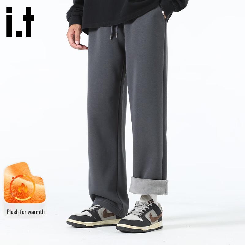 Fingercroxxit Men's Fleece-Lined Straight-Leg Casual Pants