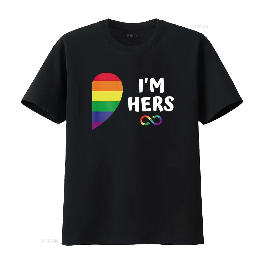 Im Hers Shes Mine Matching for Pride Lesbian Couples LGBTQ T Shirt Vintage Washed Streetwear Soft Comfortable Designer Clothes