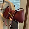 Women's PU Leather Underarm Shoulder Bag Simple Solid Color Zipper Design Crossbody Bag Lady Daily Work Handbags and Purses