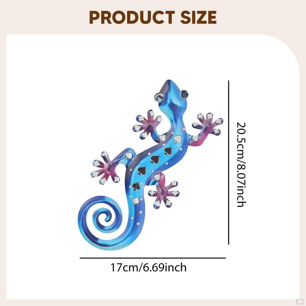 Metal Gecko Wall Art 2D Hanging Artwork,Art Decoration Ornament for Porch Cafe Patio Home