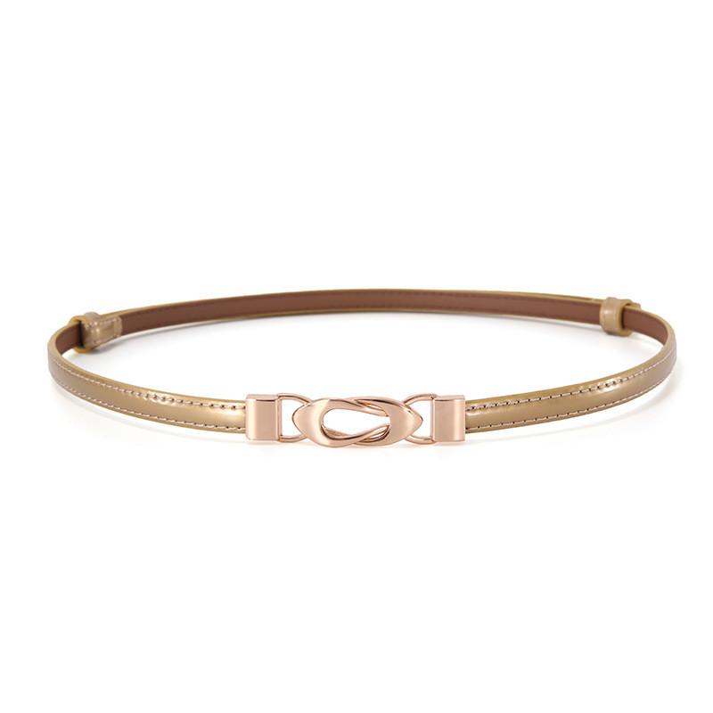 

Genuine Leather Womens Skinny Belt For Dresses With Geometric Buckle For Summer Outfits золотий