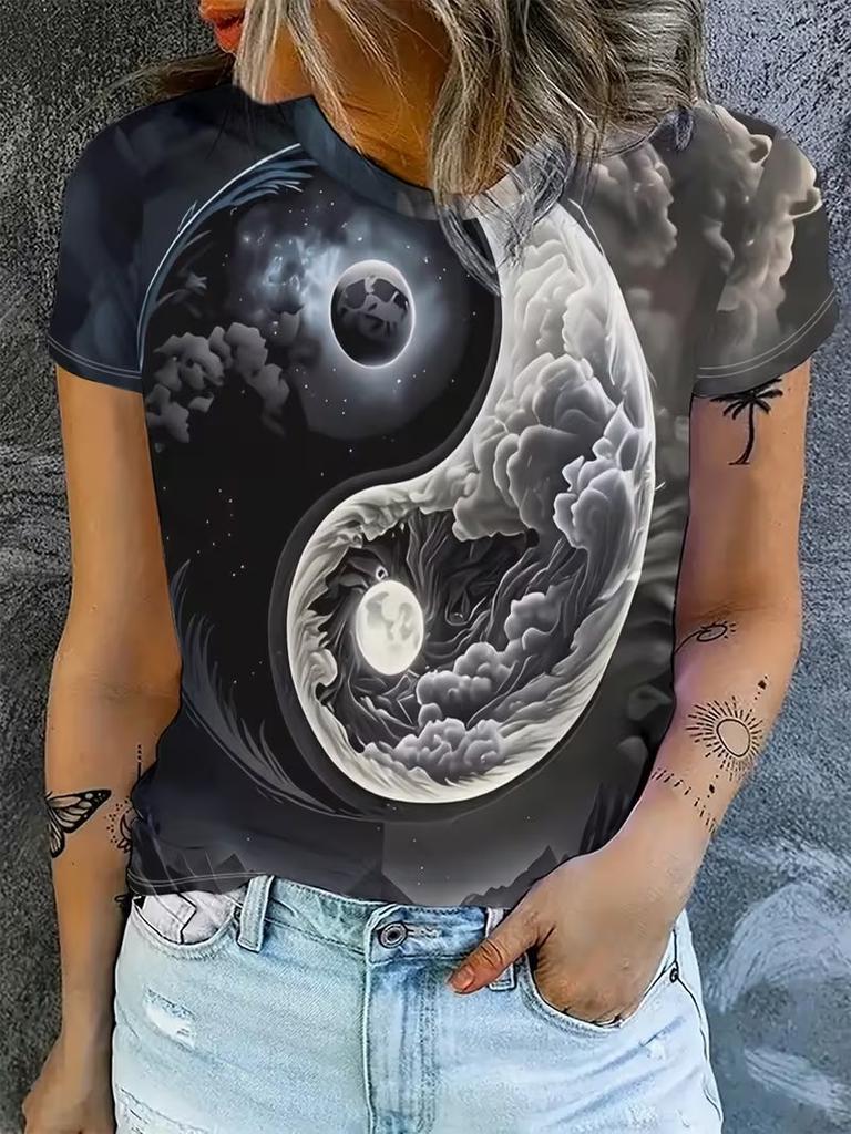 T-shirt Stampata 3D da Donna Magliette Oversize Top Estivi Nuove T-shirt Harajuku Top Y2k Maniche Corte Larghe Felpe Abbigliamento