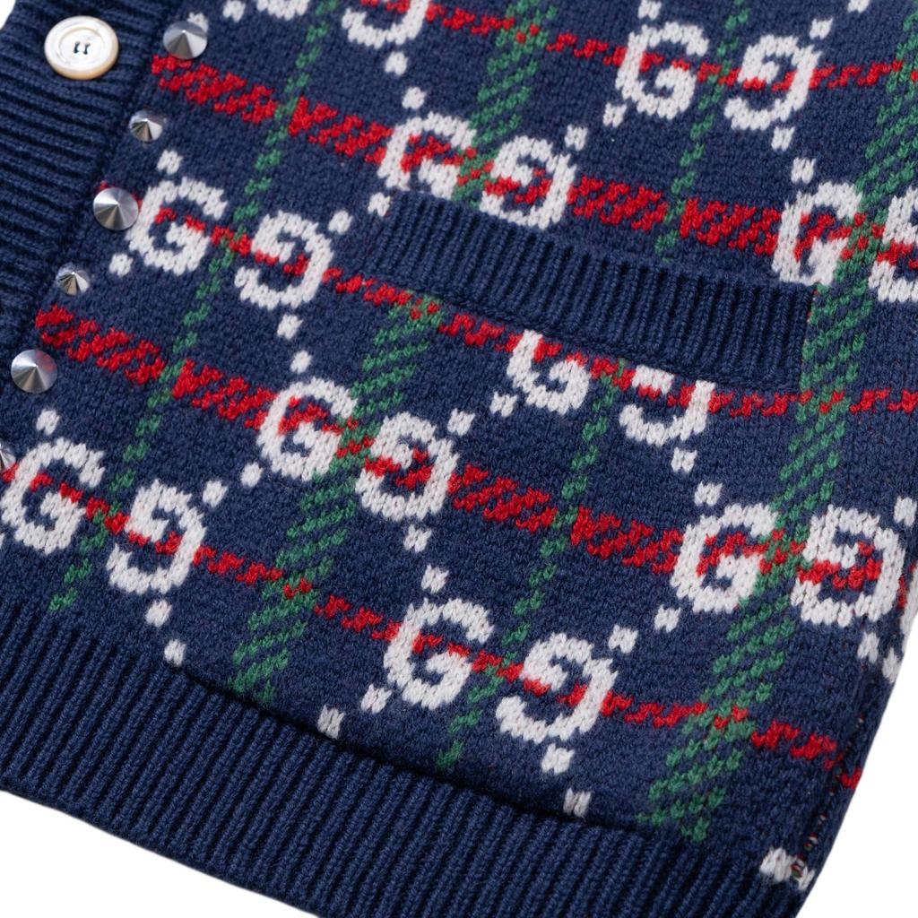 Gucci Sweaters Men's Blue V Neck Moderate 716334-XKCOZ-4804