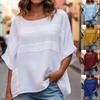 Damen Lässiges Lockeres Rundhals Sieben Viertel Ärmel Einfarbiges T-Shirt Top