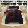 3pcs Duvet Cover Set Without Core 1 Quilt Cover + 2 Pillowcases Soft and Machine Washable Skull Design Bedding Set for Bedroom,