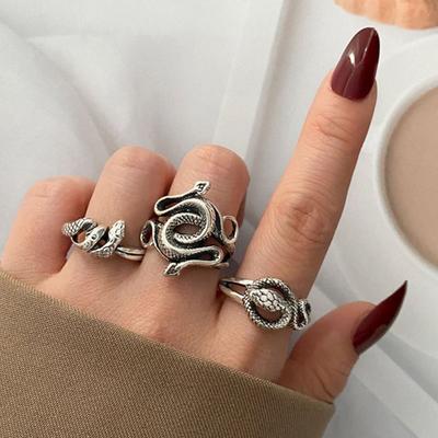 Mode Persönlichkeit Übertrieben Medusa Schlange Ring Retro Punk Stil Nachtclub Offenen Ring