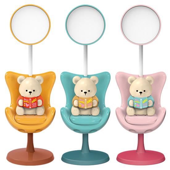 Cute Bear Desk Lamp 3 Lighting Modes LED Nursery Bedside Table Lamp Rechargeable Night Light for Bedroom Study