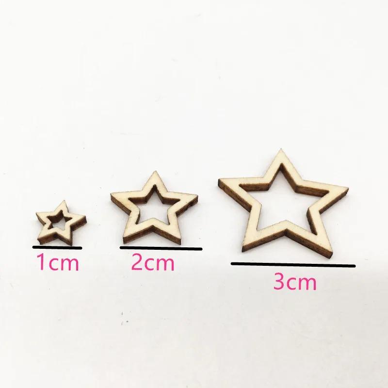 100pcs DIY Handicraft Decoration Wedding Decor Wooden Star Mixed Cutout Discs for Arts Scrapbooking Ornament Crafts