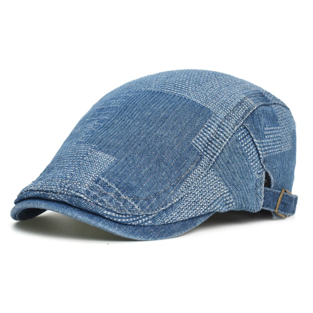 Four Seasons Soft Denim Beret Hat Washed Distressed Peaked Cap Adjustable Cotton Newsboy Cap Vintage Ivy Hats Flat
