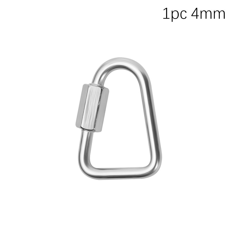 Stainless Steel Triangle Carabiner Outdoor Camping Hiking Keychain Snap Clip Kettle Buckle Chain Screw Lock Accessories