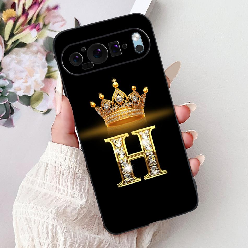 For Google Pixel 9 Pro 9a Pixel9 Fashion New Crown Letter Phone Case For Google Pixel 9 Pixel9a 9Pro Black Silicone Soft Cases