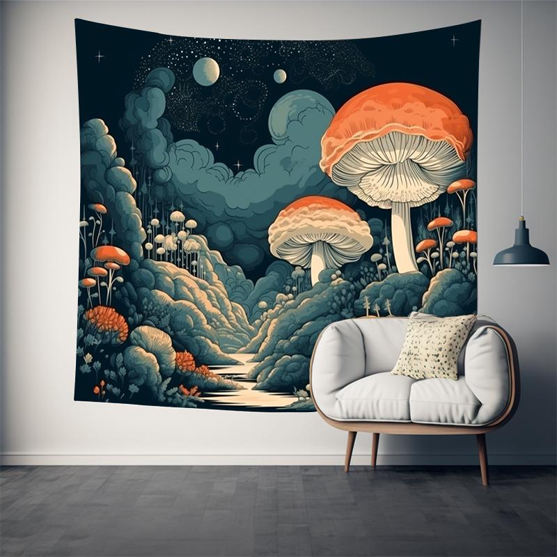 Boho Glow in the Dark Mushroom Tapestry for Living Room Bedroom Tapestry Home Wall Decor