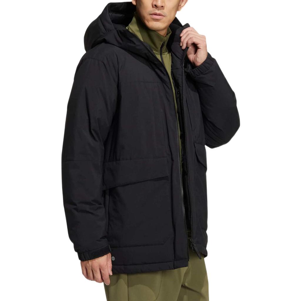 Adidas Daunenjacke mit Stehkragen und Logo-Print, Unisex, Oberbekleidung, Schwarz, HN2008