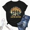40th Birthday Gift Women Vintage 1986 Shirt Letter Print Retro Party Top Short Sleeve Casual Tees Forty Years Old Graphic Shirts