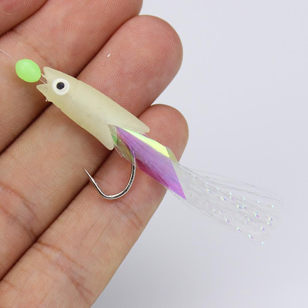 5PCS/String Dazzling Colored Silk Luminous Fish Head String Hooks For White Strips Upturned Mouth Fish Hooks With Barbs Pins Eight-Shaped Rings