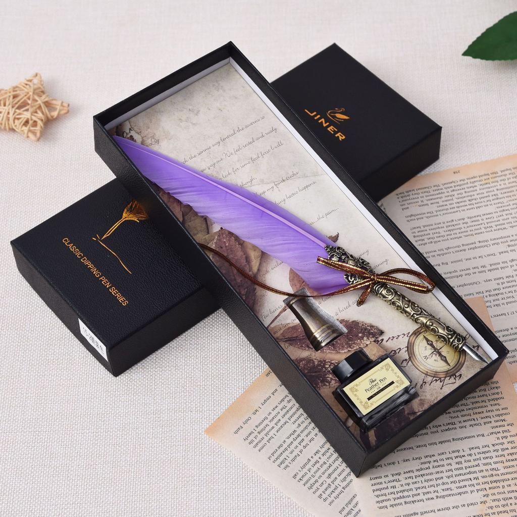 Federkiel, Tintenfass-Set, Füllfederhalter Klassischer Schreibstil Weihnachtsgeschenk