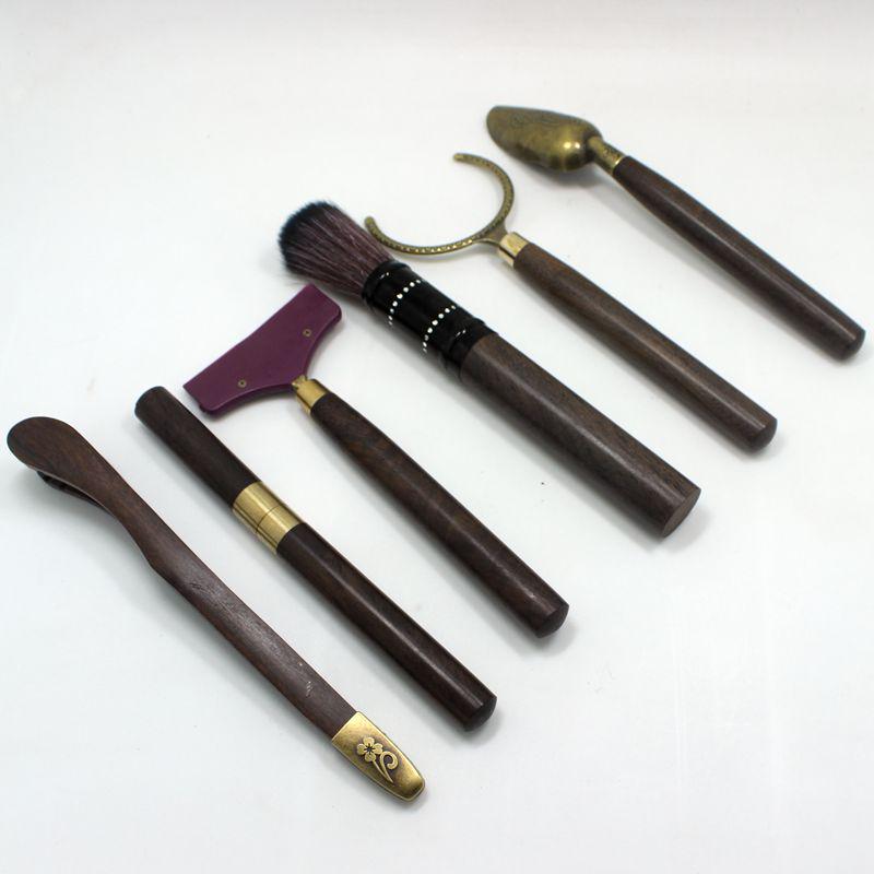 Ebony Gentlemen's 5-Piece Tea Ceremony Set: Copper Tea Tongs, Spoon, Scoop, Needle, Pick - Kung Fu Tea Accessories