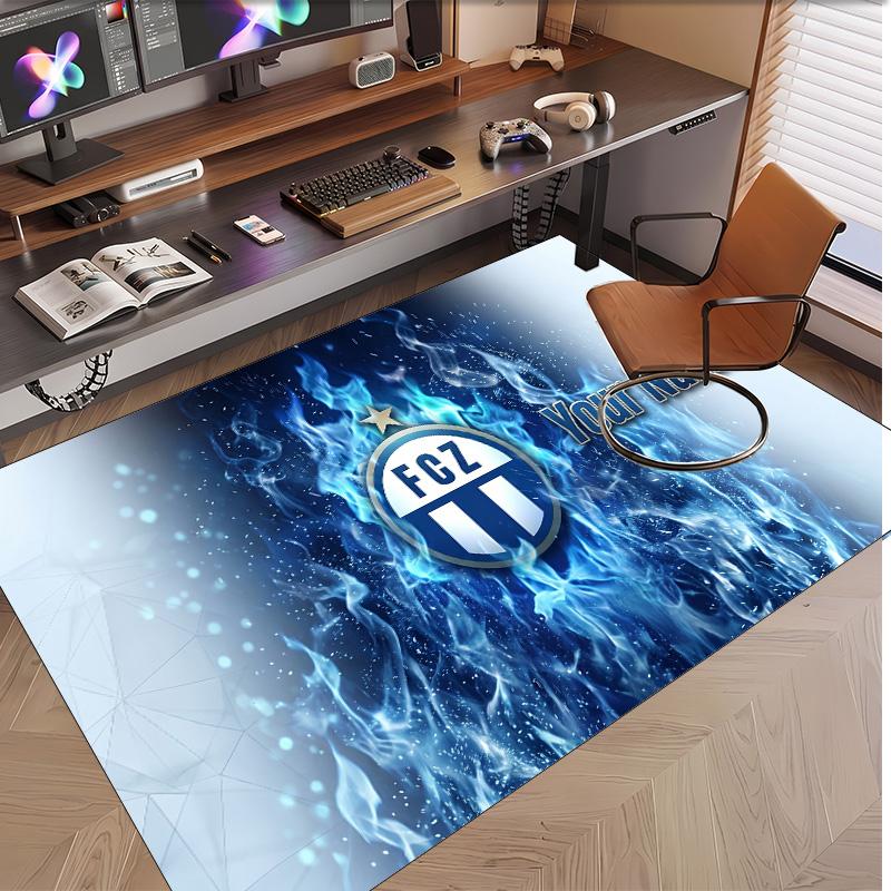 Personalized Crystal Velvet Carpet FC Zürich Pattern Non Slip Floor Rug