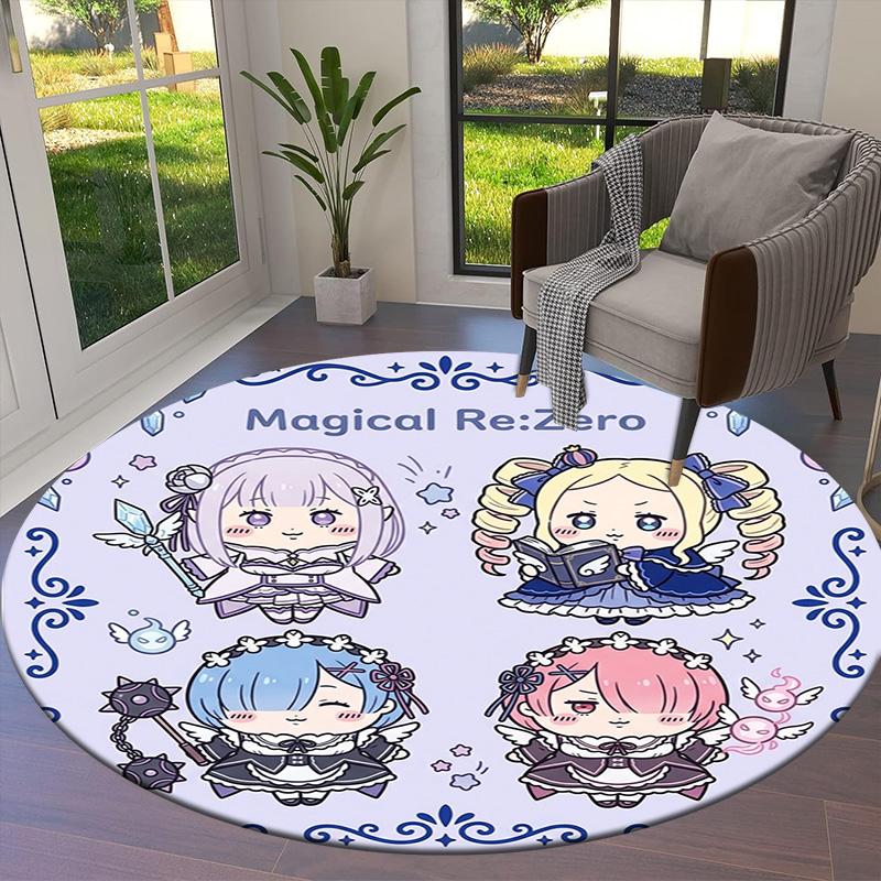 Re Zero Round Area Rug Carpet Rug For Living Room Bedroom Sofa Playroom Decor Nonslip Floor Mat