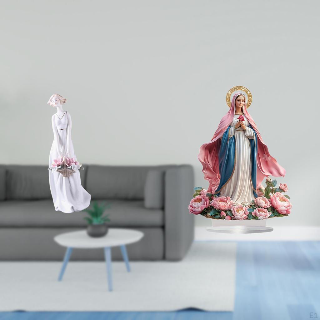 Porcelain Lady Figurine Modern Nordic Girl Statue with Freestanding Acrylic Base Decorative Ornament
