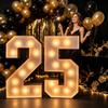 2pcs/set 91.5cm Large Light-Up Number 25 Marquee Sign,Glowing Decor,Photo Booth Prop for 25th Birthday,52th Anniversary,Graduation Holiday Party Decor