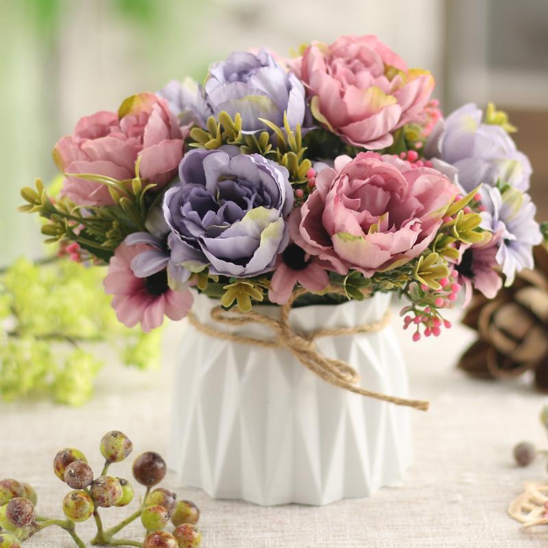 Artificial Flowers Desktop Ornament for Living Room and Dining Table Decoration